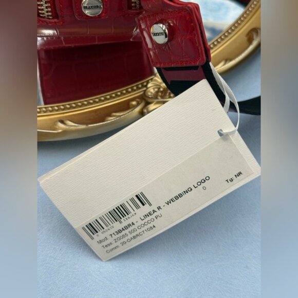 🆕 BLUGIRL 🧿 NWT Linea Rosso Red Croc Round Mini Purse, Logo Strap - Picture 10 of 15